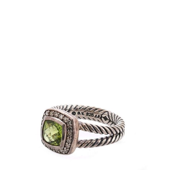 David Yurman Petite Albion Ring Sterling Silver with Peridot and Diamonds 7mm - - Picture 4 of 4
